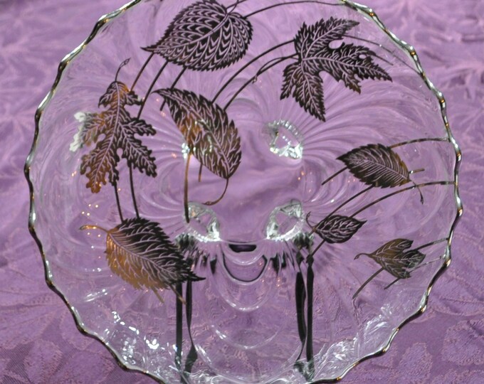 Cambridge Caprice Sterling Silver Overlay 4 Footed Serving Bowl 10.5" Vintage Free Ship
