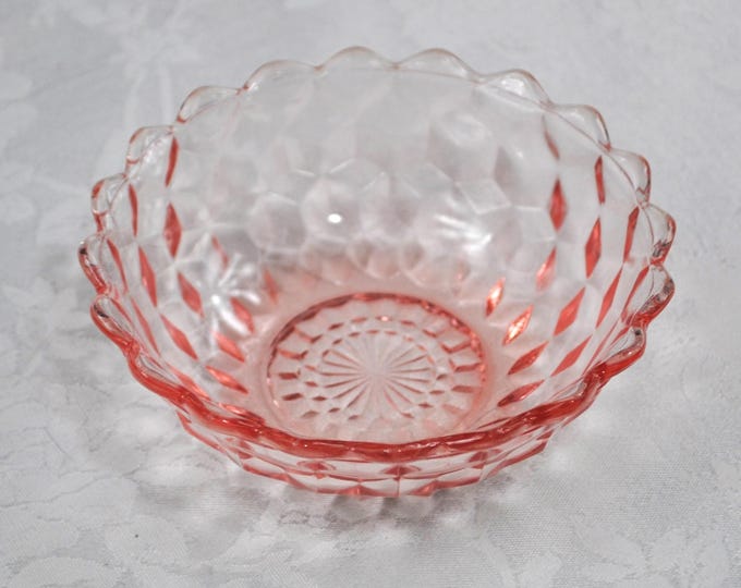 Vintage Jeannette Cubist Pink Depression Dessert Bowl Berries 4.5"D Free Ship