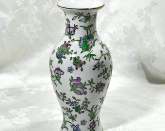 Vintage Nora Fenton Porcelain Hand-Painted Floral & Berry 8"x4" Tall Gold Rim Free Ship