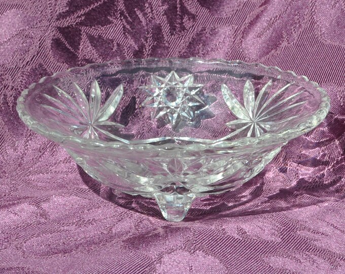 Vintage Anchor Hocking 3 Footed Bowl Side Dish Star of David 7"x2.5" Free Ship