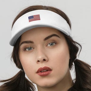 American Flag Visor Hat – Patriotic USA Adjustable Cap for 4th of July, Low Profile Unisex Sun Visor, Red White Blue Golf Hat