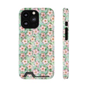 Floral Phone Case with Card Slot, Stylish Floral Design, Gift for Her, Functional Accessory, Ideal for Everyday Use