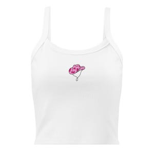 Roze tanktop met cowgirlhoed | Y2K Nashville vrijgezellenshirt | Leuke leuke tanktop met microrib voor meisjes | Outfit voor countryconcertfestival