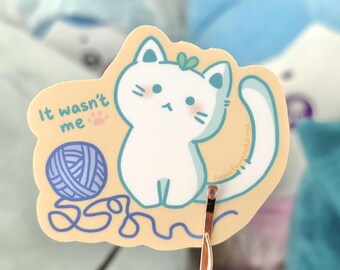 Kawaii naughty cat sticker | 2.5 inch kawaii sticker | cute sticker | water proof sticker | it wasn't me cat sticker