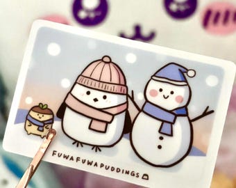 Kawaii pudding and snowfairy sticker | 2.5 inch kawaii sticker | cute sticker | water proof sticker
