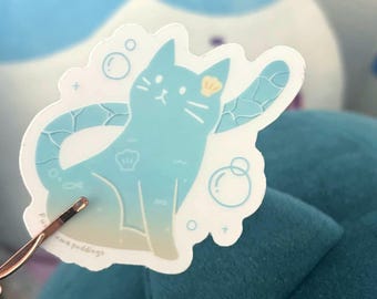 2.5in Kawaii ocean cat sticker | water proof | sea cat sticker