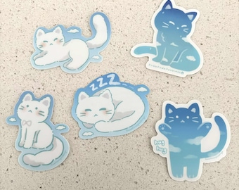 2.5in Kawaii sky cat stickers | water proof | cloud cat sticker