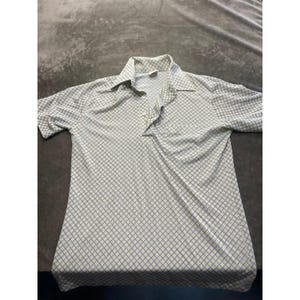 Vintage Jantzen Mens Large Polo Shirt Short Sleeve Grid Pattern Blue Yellow USA