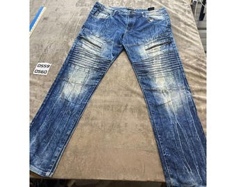 Southpole herenjeans maat 38 x 32 blauw denim skinny motorbiker distressed stretch