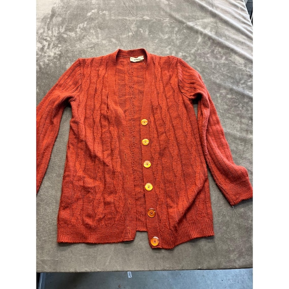 JCPenney, Vintage JCPenney Fashions Burnt Orange Cable Knit Button Front Cardigan Sweater