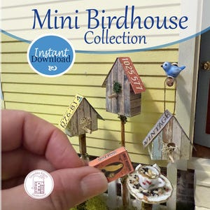 4-teilige Miniatur-Gartensammlung, Vogelhäuser und Vogelfutterbox für Ihr Puppenhaus. 1:12 Maßstab Sofortdownload zum Ausdrucken