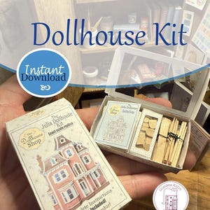 Miniatur Puppenhaus Bausatz (Faux) Printable 1:12 Scale. Tapeten, Böden, Schindelkiste, Anleitung, Kleber & Farbetiketten