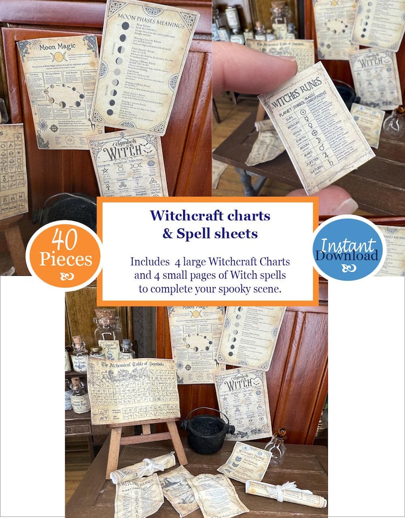 Miniature Apthecary Scripts Miniature Halloween Witchcraft Apothecary Box Set for Your Dollhouse ...