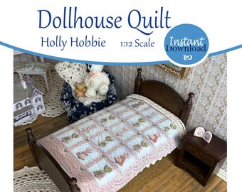 Miniature Dollhouse Holly Hobbie Quilt Pattern kleines Bett Printable 1:12. Sofortiger Download druckbare Inkjet Heat Transfer Miniaturen