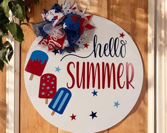 Plaque de porte en bois du 4 juillet, 20 pouces