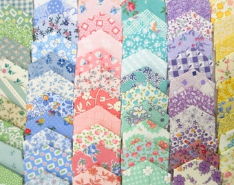Feedsack Reproduction Fabric Handmade English Paper Piecing Hexagons Petite Sweet Quilt Prints Lot (72) Each Honeycomb Hexies Embellishments