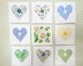 Lots Of Hearts Vintage Cutter Quilt Zig Zag Novelty Fabric Embellished 2 1/2" Square Shape Pieces Collection