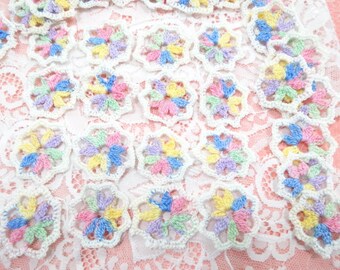 HOLD for WhiteWolf -- Vintage Crochet Snips Motifs Mini Tiny Doily Lot (36) Each  Flower Pieces Salvaged