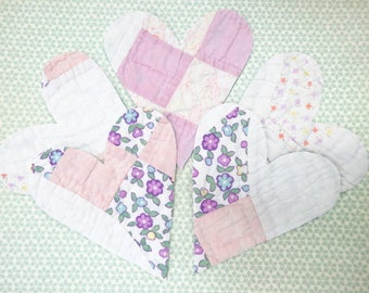 Tattered Antique Vintage Heart Shape Project Pieces Cutter Quilt Primitive Patchwork Applique Patch Lot (5) Each