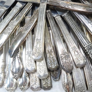 BULK Lot (62) Each As Pictured Vintage Silverplate Dinner Knives MIX