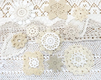 Plunder Pile Vintage Shabby Crochet Lace Trims Bits Cutter Snippets Junk Journal Project Textiles Pieces Lot