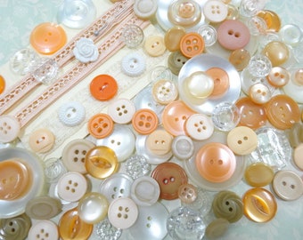 Peaches and Cream Vintage Estate Sewing Buttons Mix Lot