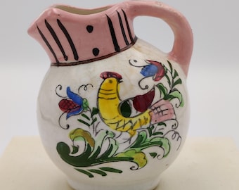 Vintage Pink and White Ceramic Enesco Mini Ceramic Pitcher Made In Japan