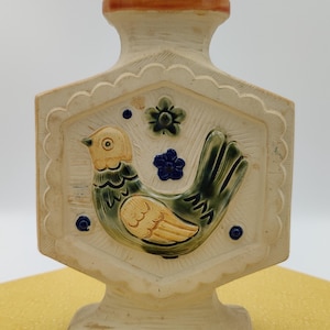 7.25&quot; Stoneware Bird Motif Vase with Floral Design