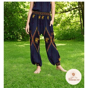 Black Elephant PEACOCK Black Pants Women Boho Pants Hippie Pants Harem Pants Thai Pants Yoga Trousers Festival Loungewear Gifts