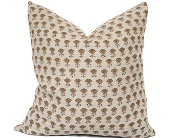 Callie - Funda de almohada de lino estampada a mano