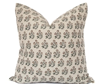Teagan-Hand block print designer pillow cover