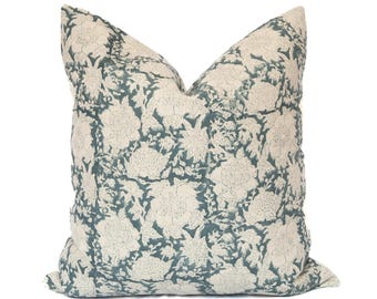 Funda de almohada de lino con estampado de bloques Mallory-Hand