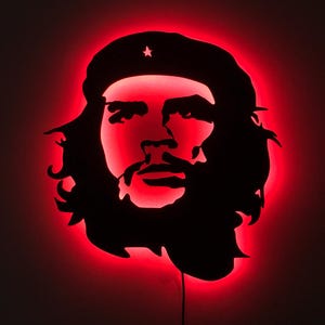 Che Guevara Wood Wall Art With LED Light, Che Guevara Room Decor, Che Guevara LED Sign, Che Guevara Home&Office Wall Art, Wall Decor