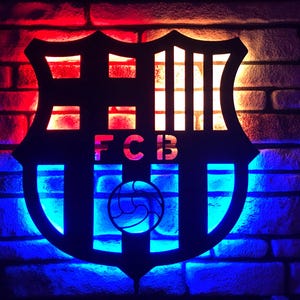 Barcelona LED Lighted Sign, Football Team Logo Wall Decor, Perfect for Man Cave Lighting, Soccer Fan Gift, Christmas Gift