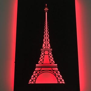 Handmade Eiffel Tower Wood LED Sign: Home & Office Wall Decor