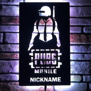 PUBG Mobile LED Sign, PUBG Mobile Wall Decor, Pubg Wall Art, Custom Nickname, Gamer Room Decor
