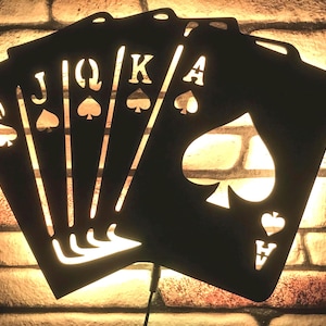 Poker Cards RGB Led Wall Sign, Light Up Poker Decor, Poker Led Sign, Straight Flush Wall Art, Royal Flush Casino Led Decor Sign