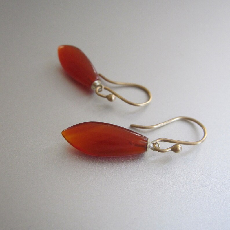 Carnelian Drops Solid 14k Gold Earrings image 3