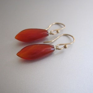 Carnelian Drops Solid 14k Gold Earrings image 1