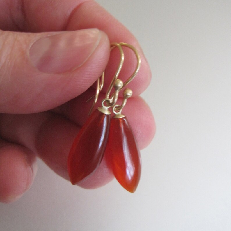 Carnelian Drops Solid 14k Gold Earrings image 5