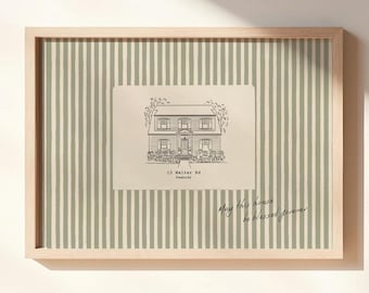 Retrato de casa personalizado, ilustración de casa dibujada a mano, regalo para el Día de la Madre, boceto de casa personalizado, regalo de inauguración de casa, regalo de cierre de agente inmobiliario