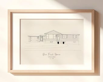 Retrato personalizado de casa, ilustración a lápiz dibujada a mano, regalo para el Día de la Madre, regalo para mamá, regalo de cierre de agente inmobiliario, regalo para la primera vivienda, descarga digital.