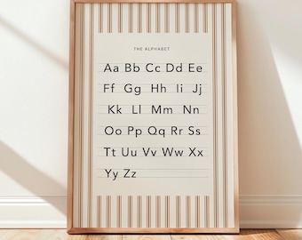 Alphabet Poster for Kids, ABC Wall Art, Educational Kids Room Decor, Modern Alphabet Print, Printable Alphabet Art, Kids Learning Poster