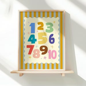 Number Poster for Kids, Counting Numbers Poster, Children Learning Prints, Preschool Decor, Homeschool Wall Art, Digital Download