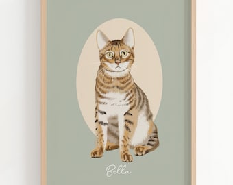 Custom Cat Pet Portrait | Cat Drawing from Photo | Personalized Cat Illustration | Cat Lover Gift