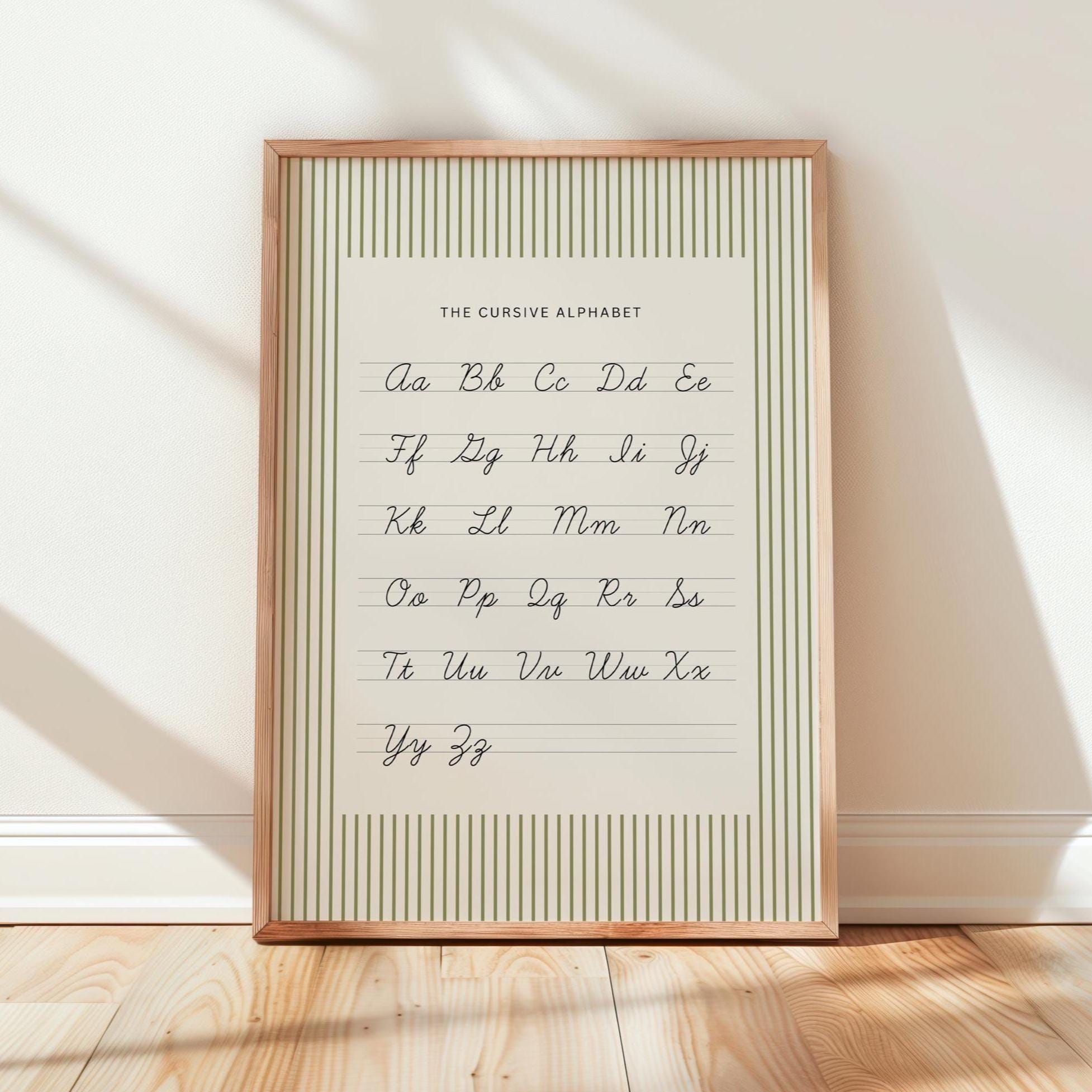 Cursive Alphabet Poster, Modern Cursive ABC Poster, Kids Learning Decor ...