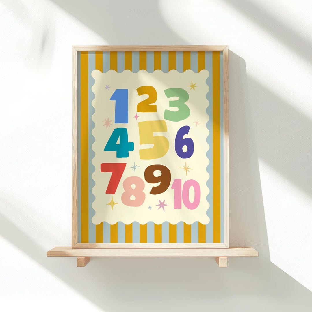 Number Poster for Kids, Counting Numbers Poster, Children Learning ...