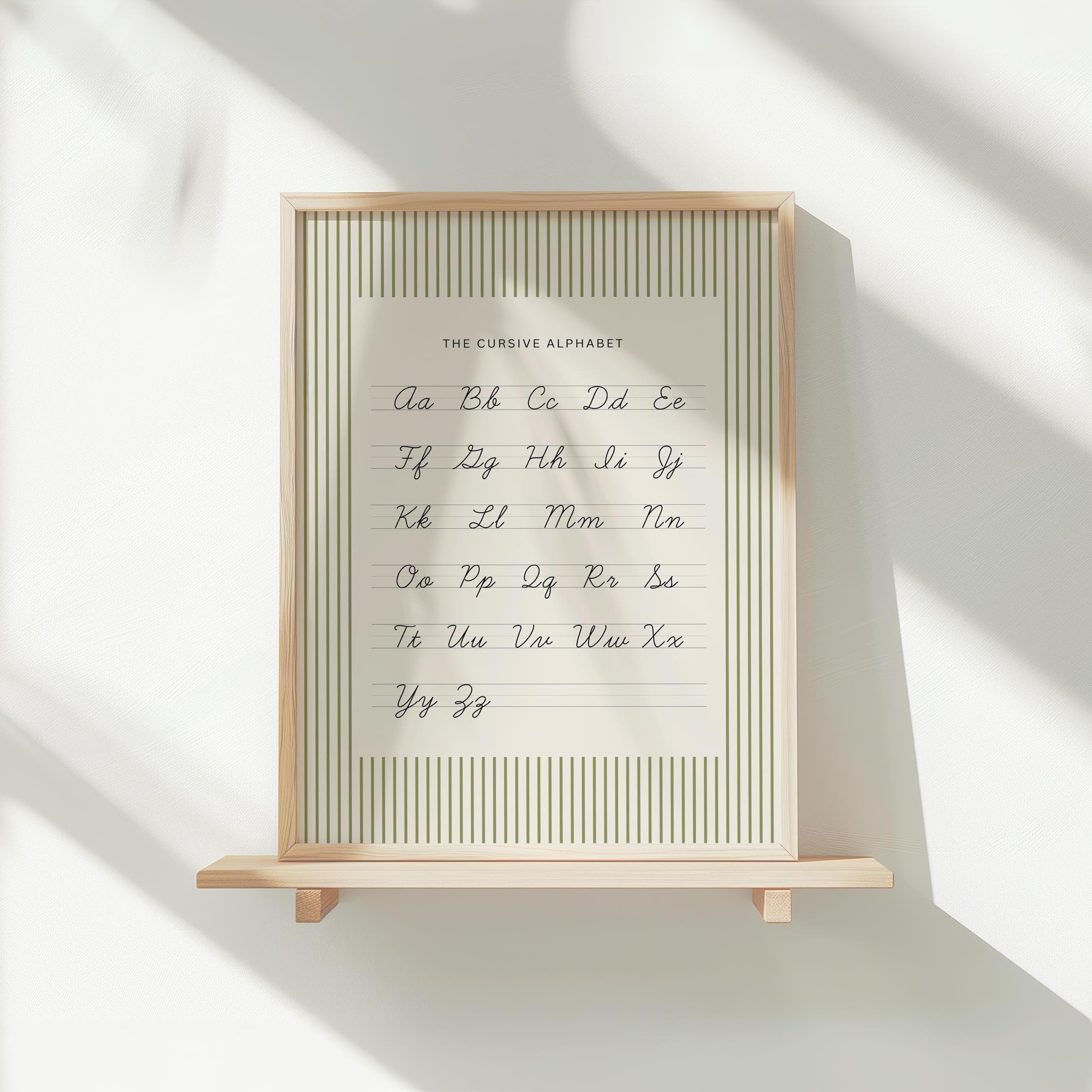Cursive Alphabet Poster, Modern Cursive ABC Poster, Kids Learning Decor ...