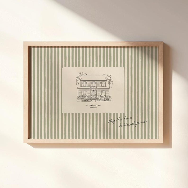 Illustration av husporträtt, handritad hemkonst, inflyttningspresent till mäklare (digital nedladdning) bild 1