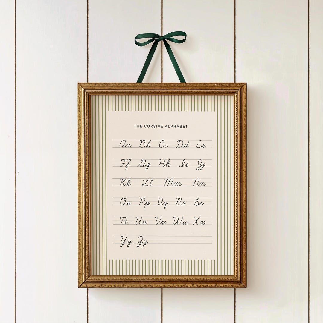 Poster In Cursive Cursive Alphabet Poster, Modern Cursive ABC Poster, Kids Learning Decor ...